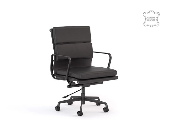 Knight Vogue Executive Midback Chair - Black Leather